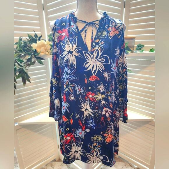 PARKER ANAZTASIA MINI FLORAL COLD SHOULDER DRESS SIZE MED - Picture 1 of 8